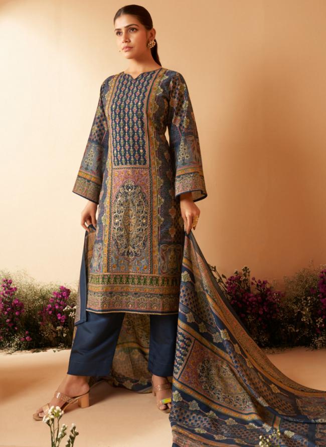 Pure Viscose Muslin Light Blue Eid Wear Printed Pakistani Suit